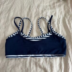 Navy Blue Striped sports bra Top